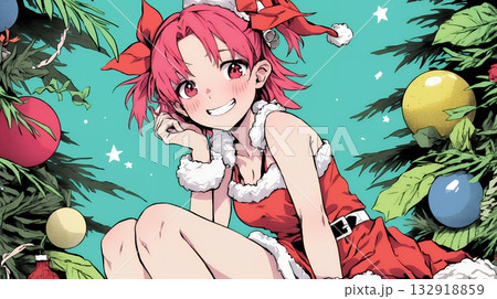 クリスマスファッションの若い女性 132918859