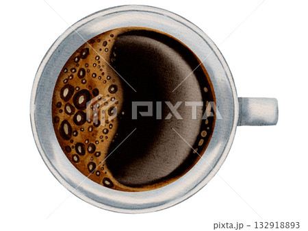 Watercolor coffee cup. Espresso. Illustrations for coffee shops, cafes, packaging, menus, and product design. 132918893