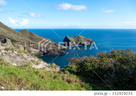 Cliffs and coastline of Taiohae Bay in Nuku Hiva, Marquesas Islands, French Polynesia Cliffs and coastline of Taiohae Bay in Nuku Hiva, Marquesas Islands, French Polynesia 132919233