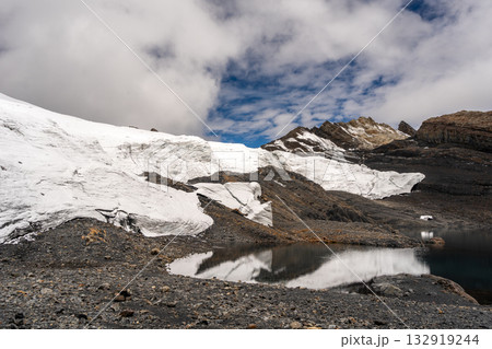 Pastoruri Glacier and its reflection in Huaraz, Peru Andean region Pastoruri Glacier and its reflection in Huaraz, Peru Andean region 132919244