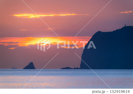 Keelung Islet Taiwan Sunrise Through Dramatic Clouds Waimushan Summer Dawn. Keelung Islet Taiwan Sunrise Through Dramatic Clouds Waimushan Summer Dawn. 132919619