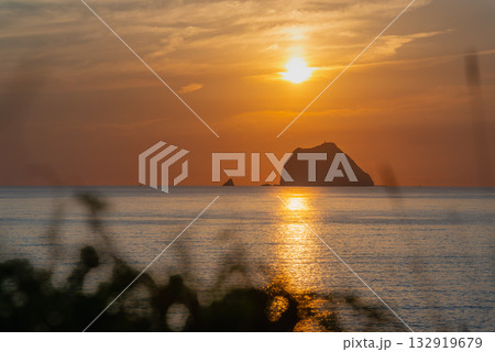 Sunrise over Keelung Islet and Waishuangxi Beach Keelung Taiwan. Sunrise over Keelung Islet and Waishuangxi Beach Keelung Taiwan. 132919679