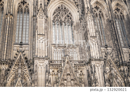 details of the facade of the Gothic cathedral in the city center, Cologne Dome Church at Germany City. details of the facade of the Gothic cathedral in the city center, Cologne Dome Church at Germany City. 132920021