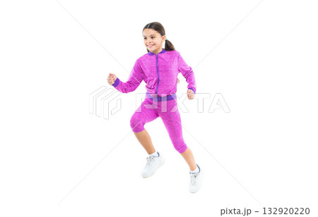 cheerful teen fitness girl run in studio. teen fitness girl run on background. cheerful teen fitness girl run in studio. teen fitness girl run on background. 132920220