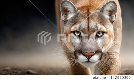 Close-Up Portrait of a Wild Puma in Nature Close-Up Portrait of a Wild Puma in Nature 132920390