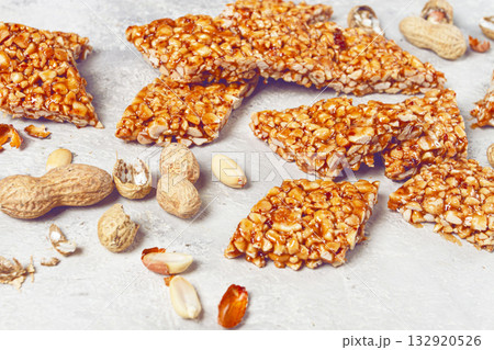 kozinaki with peanuts, dessert, gozinaki, traditional Georgian cuisine, no people, kozinaki with peanuts, dessert, gozinaki, traditional Georgian cuisine, no people, 132920526