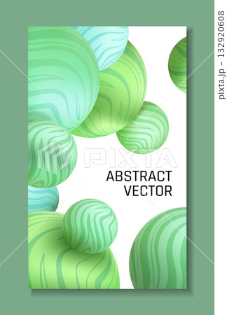 Abstract green ball. 3d balloon with stiped texture, colorful plastic sphere dynamic background, minimal geometric poster template, circle with ornament. Vector illustration Abstract green ball. 3d balloon with stiped texture, colorful plastic sphere dynamic background, minimal geometric poster template, circle with ornament. Vector illustration 132920608