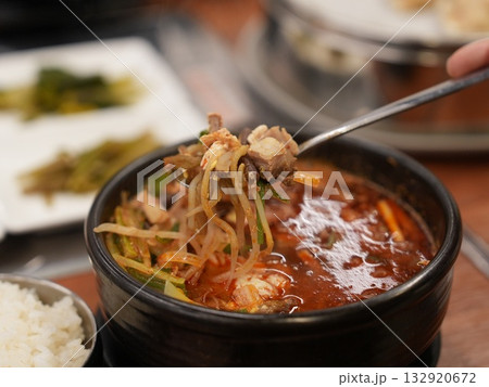 Korean traditional food. Spicy Beef and Vegetable Soup : yukgaejang Korean traditional food. Spicy Beef and Vegetable Soup : yukgaejang 132920672