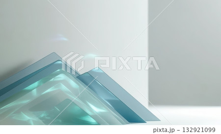 Glass pyramid with geometric semi transparent layers creating an impenetrable barrier design 132921099
