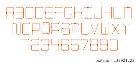 alphabet and numbers, line minimalistic font set numbers from 0 to 9 English letters. abstract geometric shapes, vector trendy elements design made of squares, numbers for card, invitation	 132921222