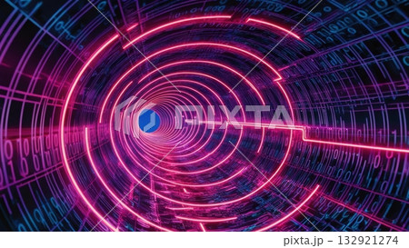 Encrypted file transfer tunnel constructed from neon binary streams with dynamic digital effects 132921274