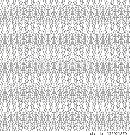 Seamless abstract black and white wave minimalist pattern. Japanese, chinese seamless pattern. Abstract featuring curved lines oriental background. Retro east summer print. Asian flat creative motif. 132921870