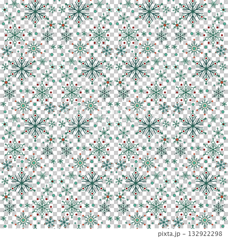 White green seamless pattern of snowflakes. Winter seasonal snowfall background. Snowflakes with six rays. Christmas decor White green seamless pattern of snowflakes. Winter seasonal snowfall background. Snowflakes with six rays. Christmas decor 132922298