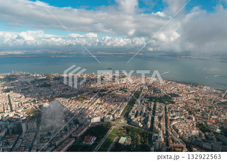 Aerial view of Lisbon city and Tagus river, Portugal 132922563