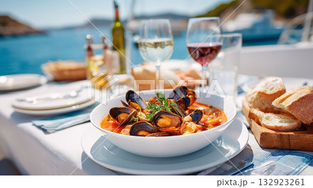 Sauteed green beans with garlic and herbs in rustic frying pan Sauteed green beans with garlic and herbs in rustic frying pan 132923261