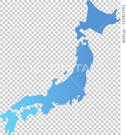 青グラデ日本地図 132923561