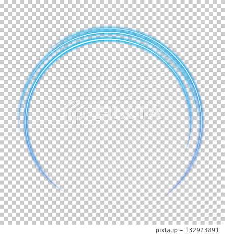 Blue triple luminous arc ring on a transparent background Blue triple luminous arc ring on a transparent background 132923891