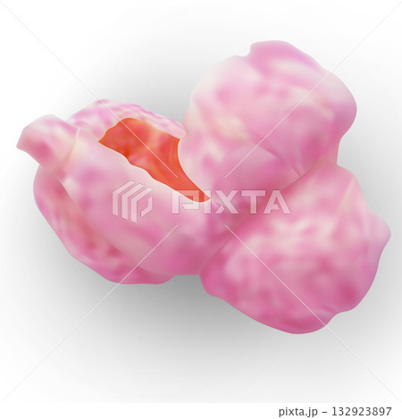 Pink popcorn icon, sweet berry flavor, snack, entertainment, cinema. 132923897