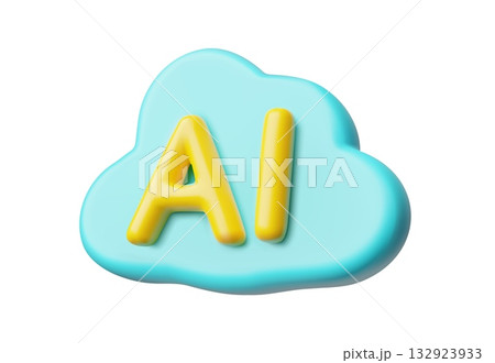 Artificial intelligence cloud 3D vector icon, neural network or AI assistance, big data system, smart digital technology 132923933