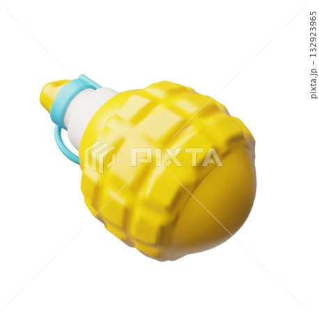 Bomb, grenade 3D cartoon plastic style vector icon, TNT explosive with detonator, dynamite, explosive tools for mining 132923965
