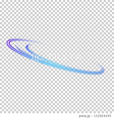 透明背景上的深藍色發光弧形環 132924245