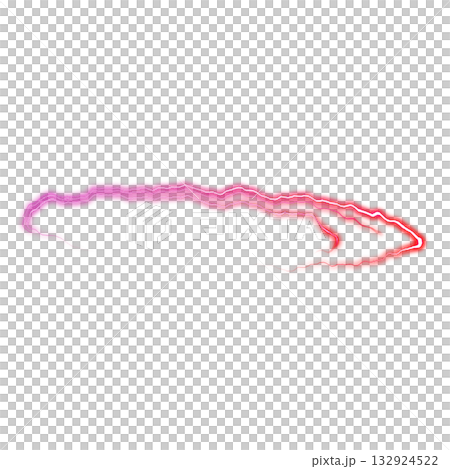 透明背景の奥行きのある赤い電光アークリング 132924522