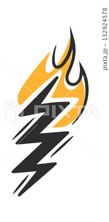 Dribbling burning thunderbolt hand drawn 132924578