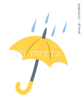 Rainy weather umbrella under raindrops 132924609