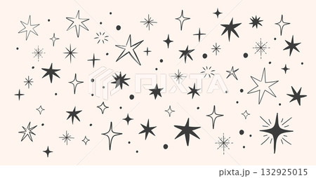 Abstract minimalist linear stars collection for Christmas, birthday and New Year designs Abstract minimalist linear stars collection for Christmas, birthday and New Year designs 132925015