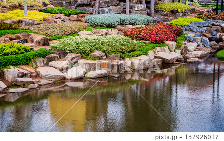 Luxury landscape design of the tropical garden. Luxury landscape design of the tropical garden. 132926017