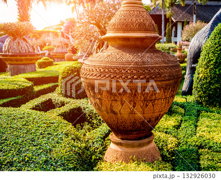 Luxury landscape design of the tropical garden. Luxury landscape design of the tropical garden. 132926030