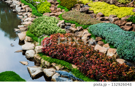 Luxury landscape design of the tropical garden. Luxury landscape design of the tropical garden. 132926048