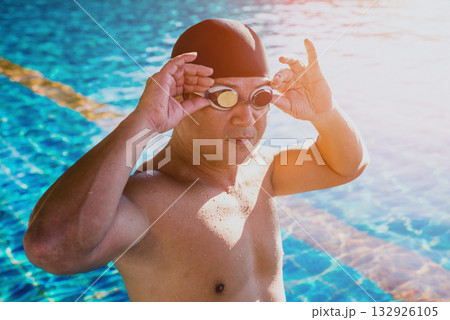 Young athletic man swimming in the swimming pool Young athletic man swimming in the swimming pool 132926105