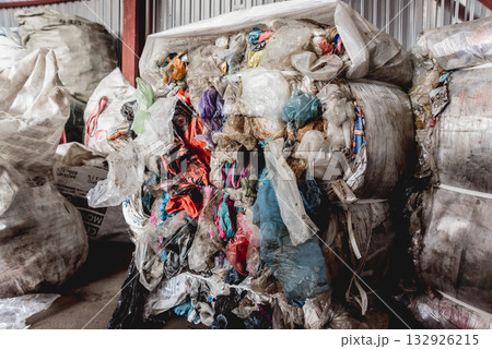 At modern recycling plant. Separate garbage collection.  132926215