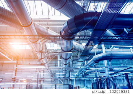 Air conditioning of buildings. Background of ventilation pipes. Air conditioning of buildings. Background of ventilation pipes. 132926381