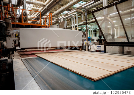 the production line of the wooden floor factory. the production line of the wooden floor factory. 132926478
