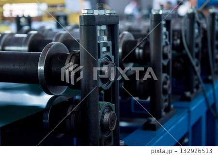 Metal sheet forming machine at the modern metalwork factory. 132926513