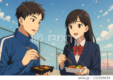 屋上での春の日ランチ 132926639