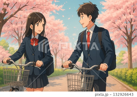 桜の下での散歩 132926643