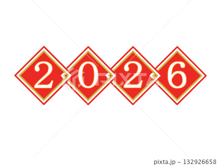 四方紅風 2026 イラスト ひし形 紅白 四方紅風 2026 イラスト ひし形 紅白 132926658