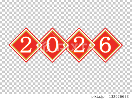 四方紅風 2026 イラスト ひし形 紅白 四方紅風 2026 イラスト ひし形 紅白 132926658