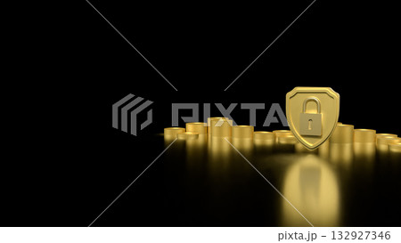 The Coins and Shield for Business or security concept 3d Rendering. The Coins and Shield for Business or security concept 3d Rendering. 132927346