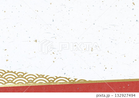 紙のテクスチャ(大礼紙金銀箔入り) 白+赤+金(青海波) 紙のテクスチャ(大礼紙金銀箔入り) 白+赤+金(青海波) 132927494