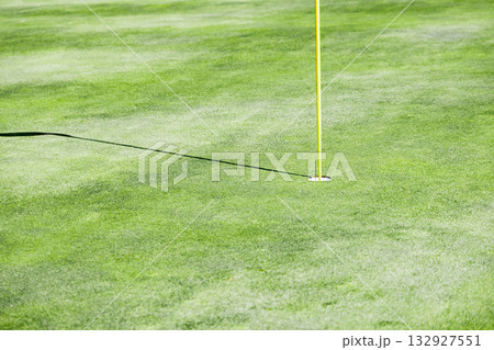 芝生が綺麗なゴルフ場のグリーン 132927551