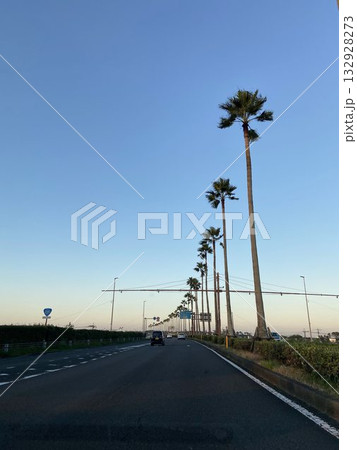 海帰りの宮崎の朝、日本の南国空 132928273