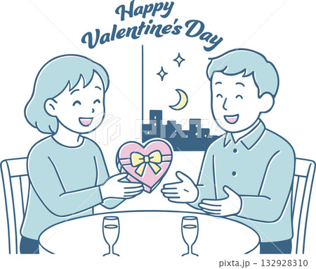 バレンタインデートをしているカップル 132928310