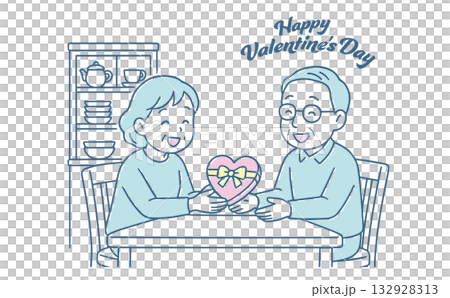 一對老年夫婦贈送情人節禮物 132928313