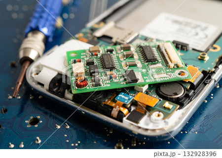 Repairing and upgrade circuit mainboard of notebook, electronic, computer hardware and technology. Repairing and upgrade circuit mainboard of notebook, electronic, computer hardware and technology. 132928396