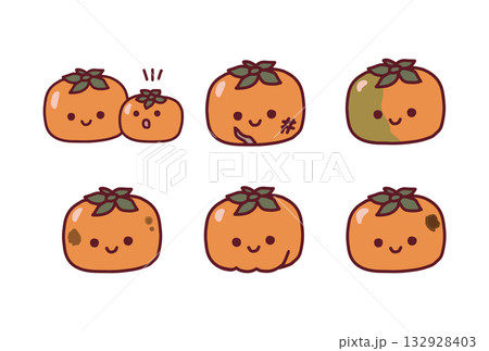規格外のかわいい柿のイラストセット 規格外のかわいい柿のイラストセット 132928403