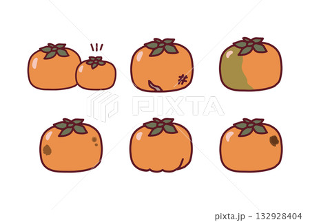 規格外の柿のイラストセット 132928404